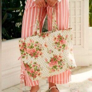 Sezane x Andion Limited Edition Cotton Tote Bag in Agosto Print Roses Floral NEW